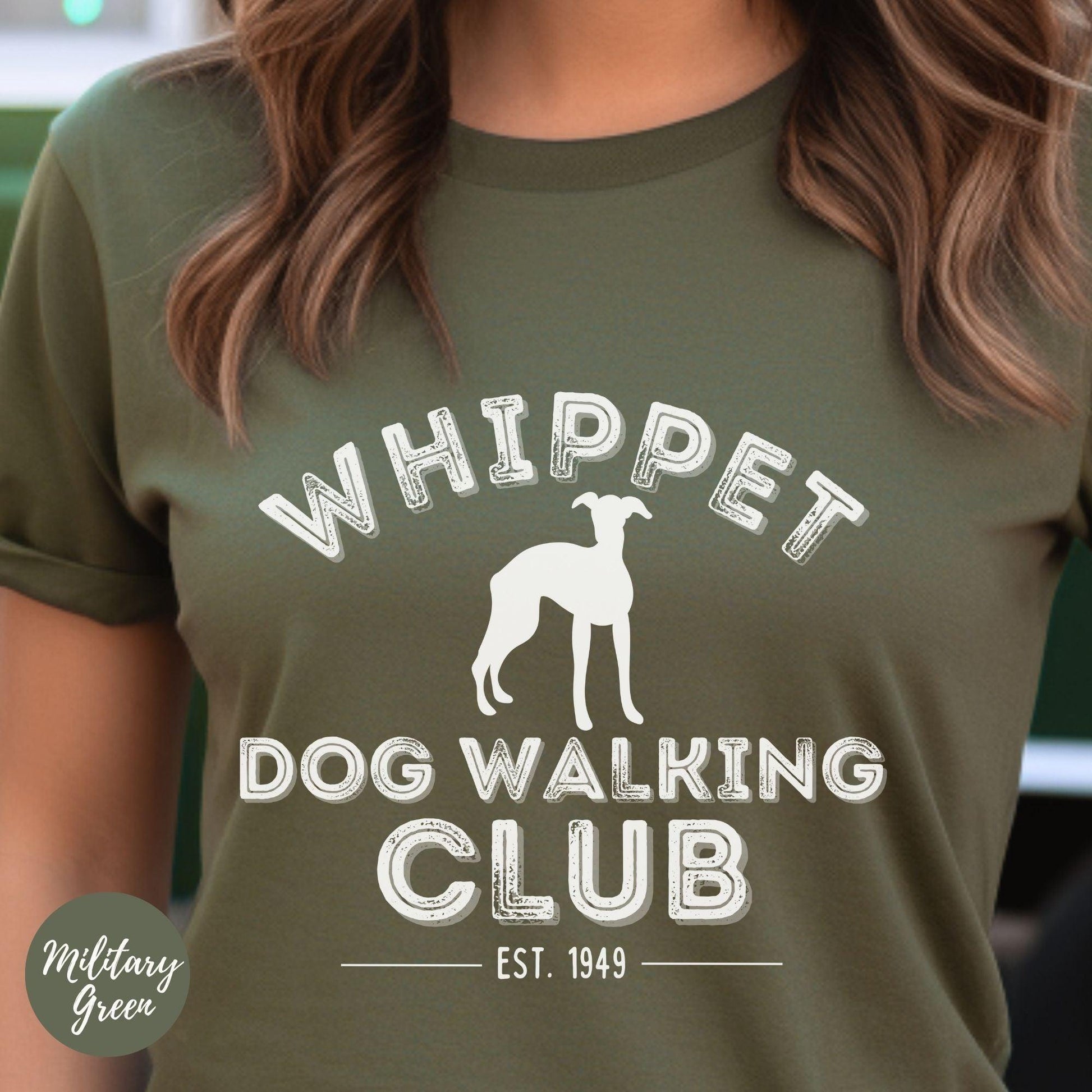 Whippet Dog Walking Tshirt - Happy Greys