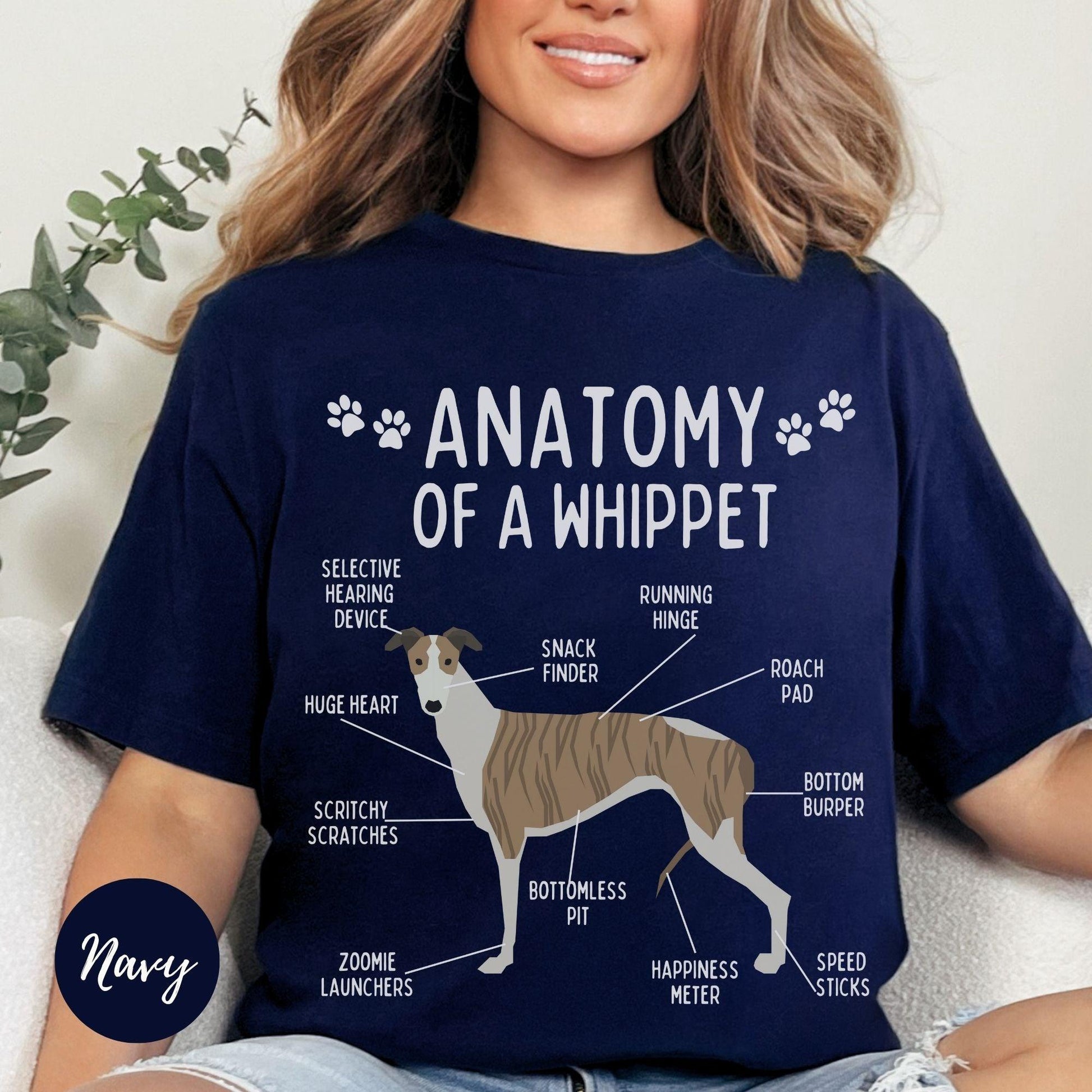 Whippet Anatomy Tshirt - Happy Greys