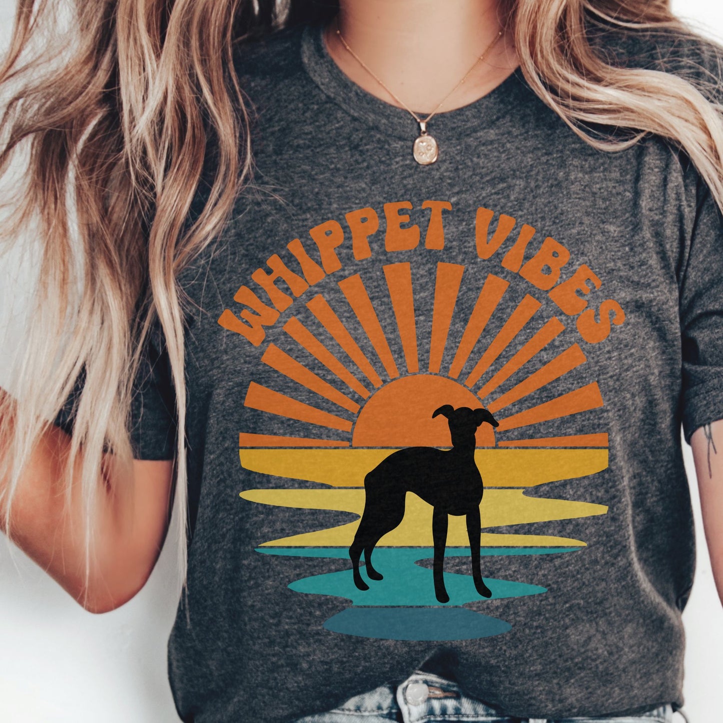 Retro Whippet Sunset Tshirt