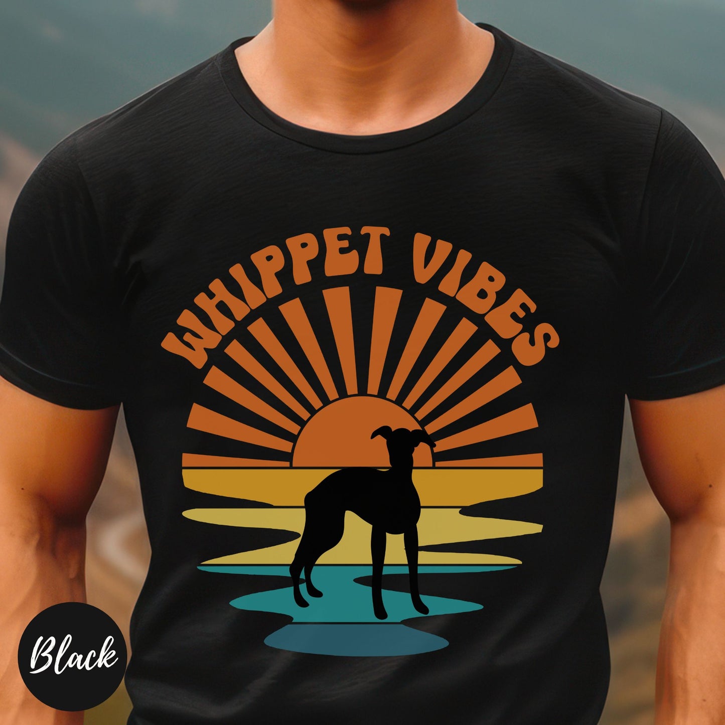 Retro Whippet Sunset Tshirt