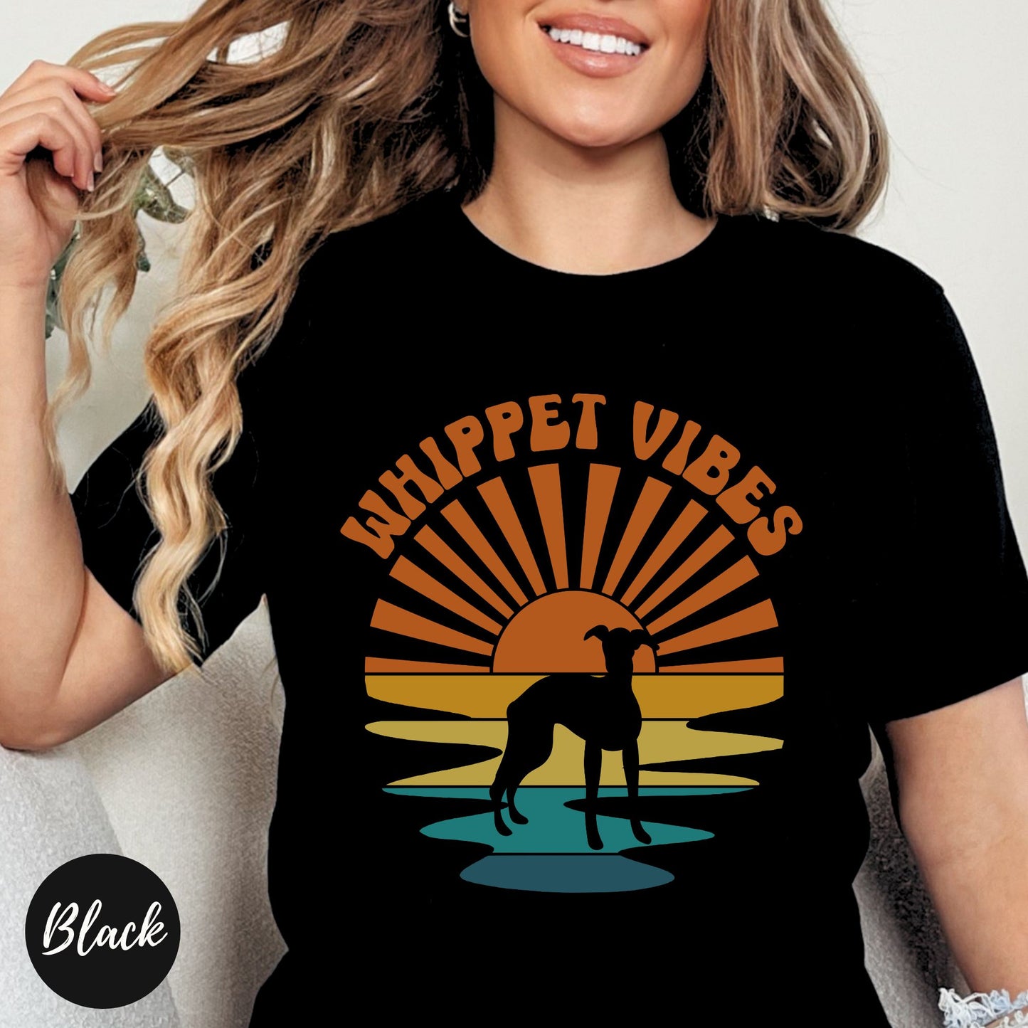 Retro Whippet Sunset Tshirt