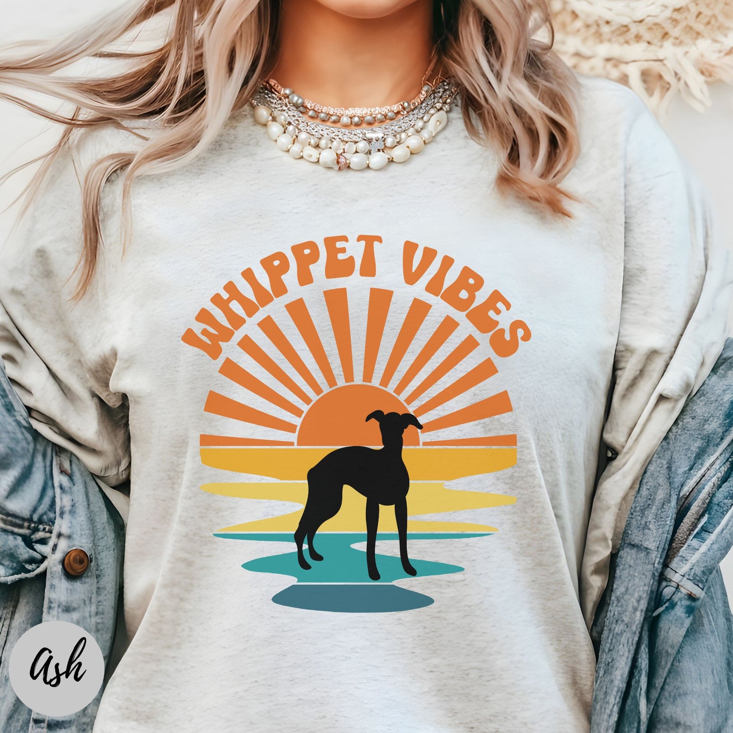 Retro Whippet Sunset Tshirt