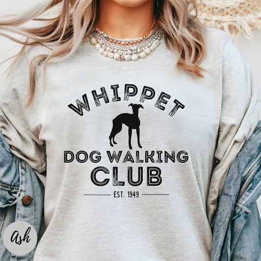 whippet dog walking tshirt